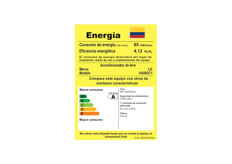 Ficha retig del aire acondicionado LG AI.